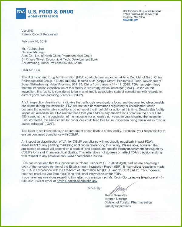 FDA Letter 2019